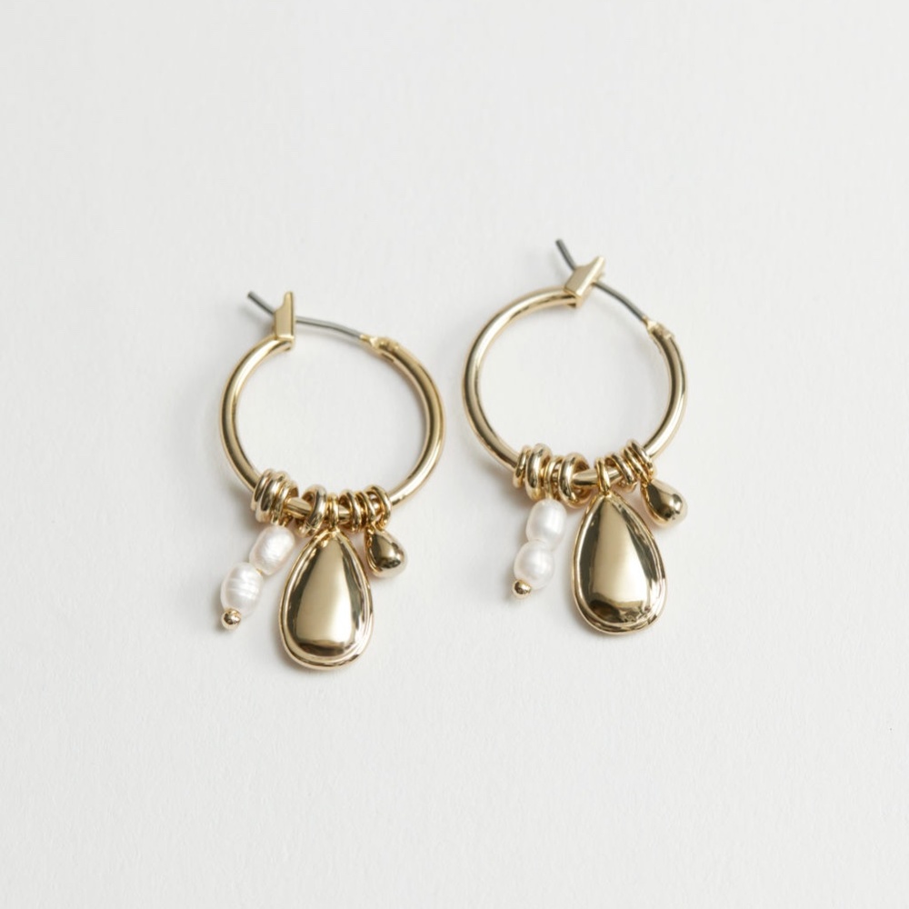 & Other Stories Multi Charm Hoop Earrings